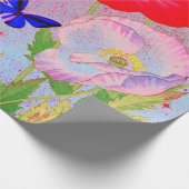 包装紙日本のケシ類および蝶 ラッピングペーパー (角)