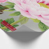包装紙日本のフローラプリントピンク牡丹 ラッピングペーパー (角)