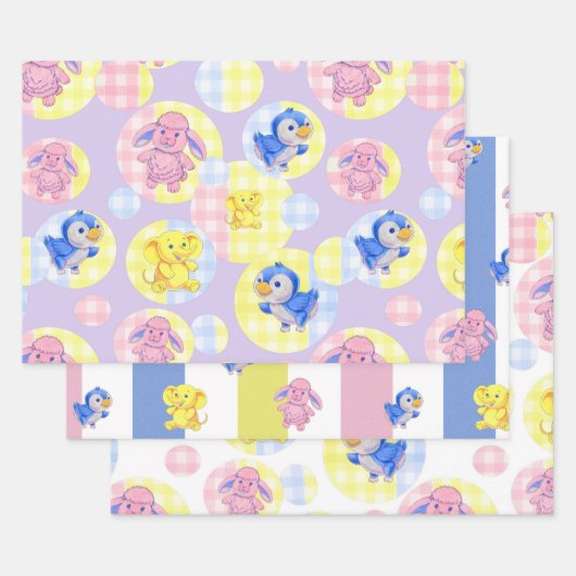 包装紙玩具動物 ラッピングペーパーシート (セット)