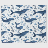 包装紙、かわいいクジラデザイン、ギフトラップ転が ラッピングペーパー (フラット)