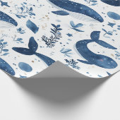 包装紙、かわいいクジラデザイン、ギフトラップ転が ラッピングペーパー (角)