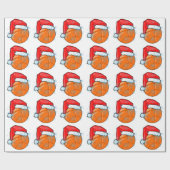 包装紙-クリスマスのサンタのバスケットボール ラッピングペーパー (フラット)