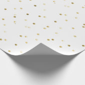包装紙 - ゴールドの水玉模様の白 (角)