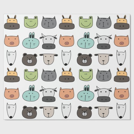 包装紙 – 動物顔 (フラット)
