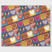 包装紙。数々のハートパターン2ギフトラップ ラッピングペーパー (フラット)