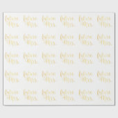 包装紙-未来の夫人白いII及び金ゴールド ラッピングペーパー (フラット)