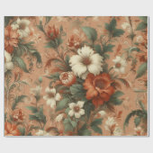 包装紙 – 焦げたオレンジ、クリーム、モスグリーン (フラット)