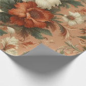 包装紙 – 焦げたオレンジ、クリーム、モスグリーン (角)