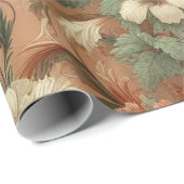 包装紙 – 焦げたオレンジ、クリーム、モスグリーン (ロールコーナー)