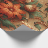 包装紙 – 焦げたオレンジ、クリーム、モスグリーン (角)