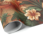 包装紙 – 焦げたオレンジ、クリーム、モスグリーン (ロールコーナー)