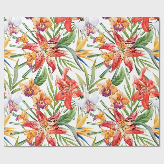 包装紙、熱帯地方(白い) ラッピングペーパー (フラット)