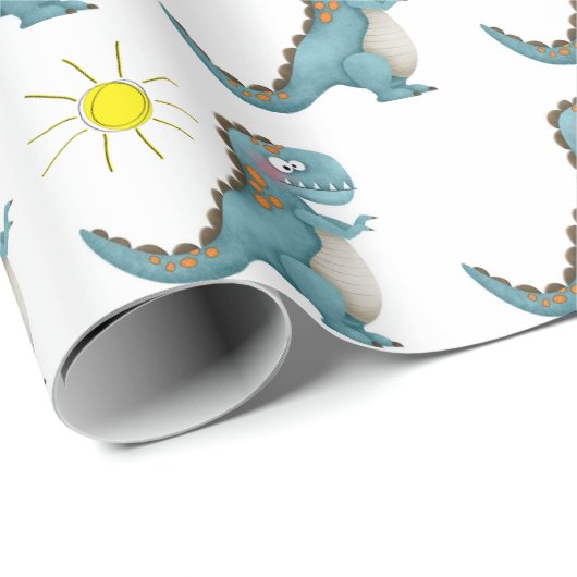 包装紙 - 青い恐竜 (ロールコーナー)