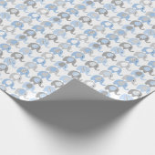 包装紙 - 青と灰色の象 (角)