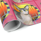 包装紙| Sphynx猫の幾何学的な日没のピンク ラッピングペーパー (ロールコーナー)