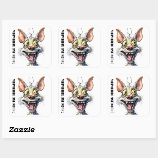 化おもしろい物の犬:チワワを笑う スクエアシール (シート)