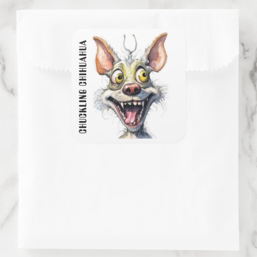 化おもしろい物の犬:チワワを笑う スクエアシール (バッグ)