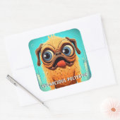 化おもしろい物の犬：好戦的なポルターアップ スクエアシール (封筒)