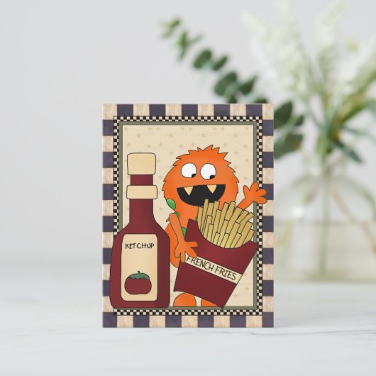 化けフランスの物の漫画はがきを炒める ポストカード (スタンド正面)