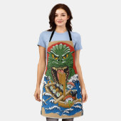 化け日本の物すし好き エプロン (着用した状態)