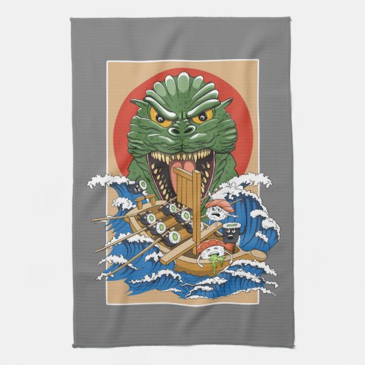化け日本の物すし好き キッチンタオル (縦)