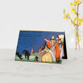 化け物のハロウィンヴィンテージ魔女アド文字 カード (黄色い花)