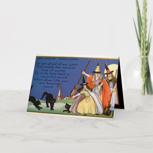 化け物のハロウィンヴィンテージ魔女アド文字 カード (正面)