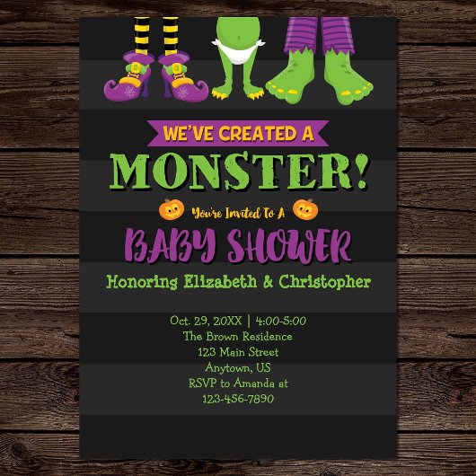 化け物を作った!ハロウィーンの赤ちゃんシャワー 招待状