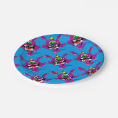 化け物を食べる紫のかわいい人 ペーパープレート (アングル)