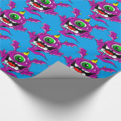 化け物を食べる紫のかわいい人 ラッピングペーパー (角)