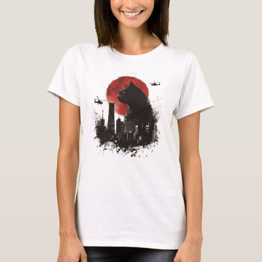 化け猫おもしろい Tシャツ (正面)