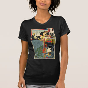 化け猫、豊国モンスター猫、Toyokuni、Ukiyo-e Tシャツ