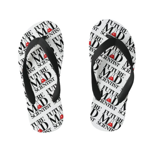 化学おもしろいビーカーの未来不機嫌科学者 キッズビーチサンダル (フットベッド)