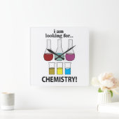 化学おもしろい化学を探している スクエア壁時計 (ホーム)