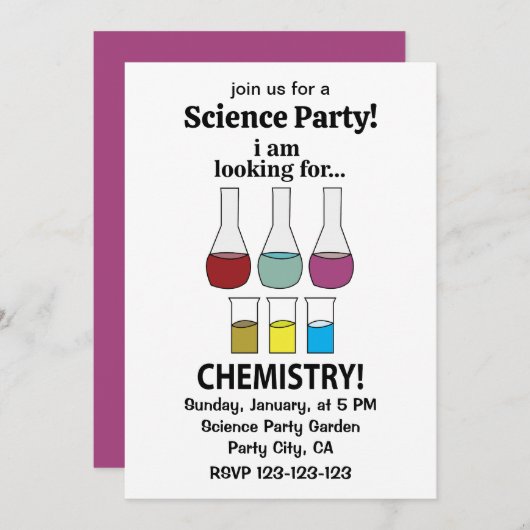 化学おもしろい化学を探している 招待状 (正面/裏面)