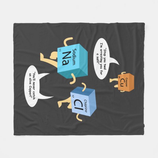 化学おもしろい周期表プン フリースブランケット (正面(横))