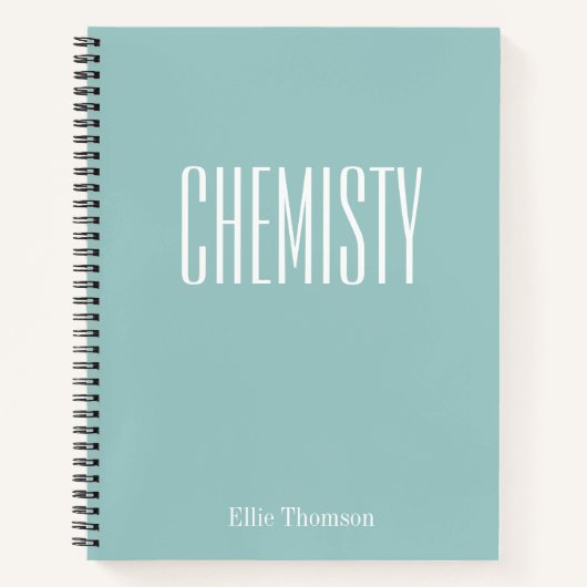 化学と空白の並んだ紙アクアブルー名 ノートブック (正面)