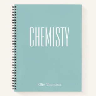 化学と線空白の付き紙アクアブルーネーム ノートブック