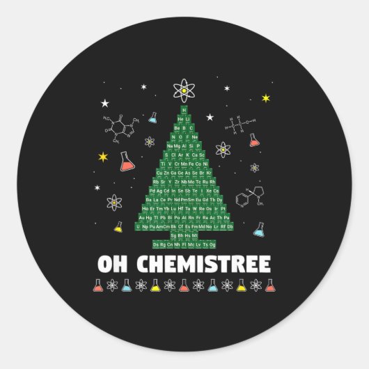 化学のクリスマスツリー 周期表 化学 Christmas T ラウンドシール (正面)