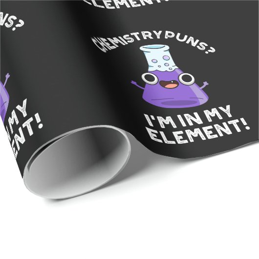 化学のダジャレ 私は自分の元素が好き 黒背景 ラッピングペーパー (ロールコーナー)