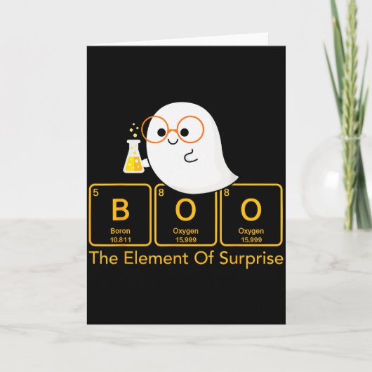 化学のブー 驚きの要素 かわいい化学者 カード (正面)
