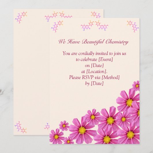 化学の花パーティーへの招待 招待状 (正面/裏面)
