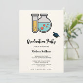 化学の試験管とフラスコの卒業 招待状 (スタンド正面)