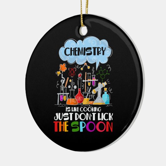 化学は料理だけスプーンを舐めないように セラミックオーナメント (左)