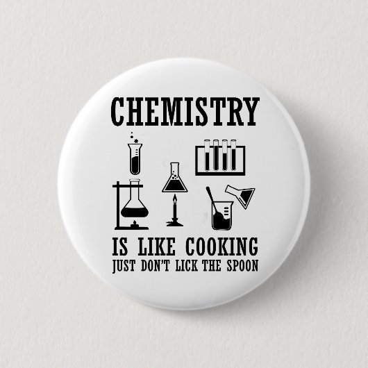 化学は料理化学おもしろい引用文だ 缶バッジ (正面)