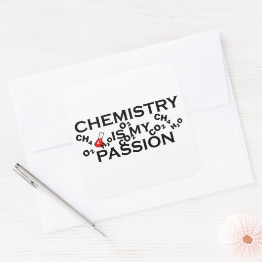 化学は私の情熱の化学者おもしろい引用文だ スクエアシール (封筒)