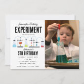 化学カスタム科学キッズフォトバースデーパーティー 招待状 (正面)