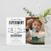 化学カスタム科学キッズフォトバースデーパーティー 招待状 (スタンド正面)
