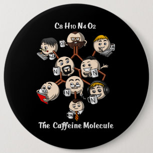 化学カフェインの分子科学のコーヒーギーク 缶バッジ