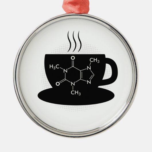 化学カフェイン分子 メタルオーナメント (正面)
